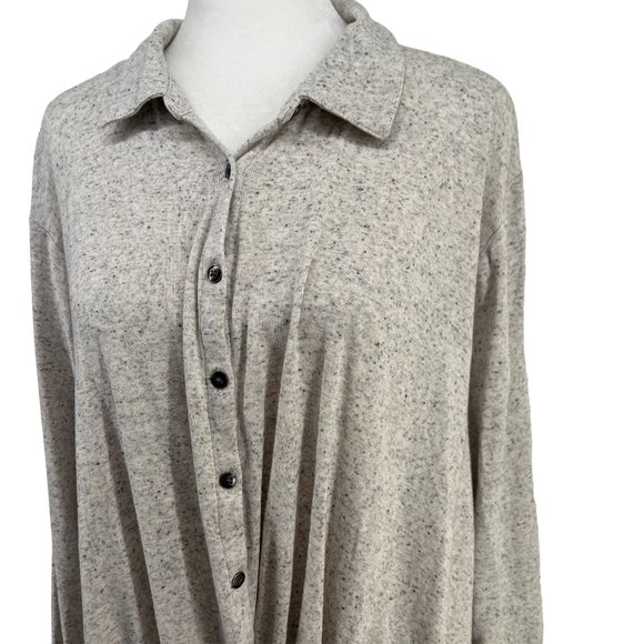 J. Jill Button Front Top Twist Long Sleeve Collared Supima Cotton Womens 3X Gray - Picture 4 of 12